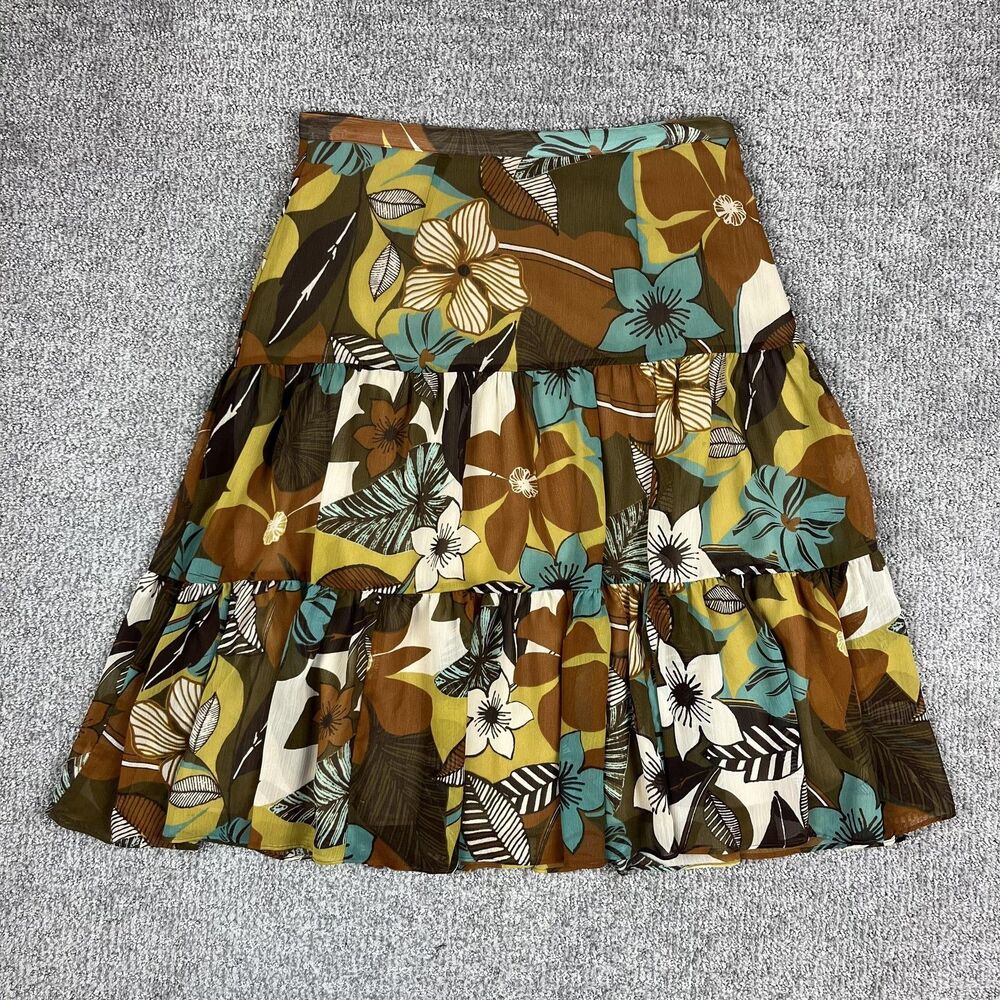 Nicole Nicole Miller Skirt Womens 10 Floral Peasant Boho Ruffle Fairy Midi